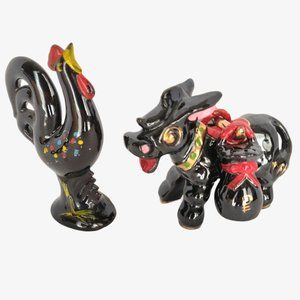 Vintage MCM Redware Donkey Salt & Pepper Shaker Se